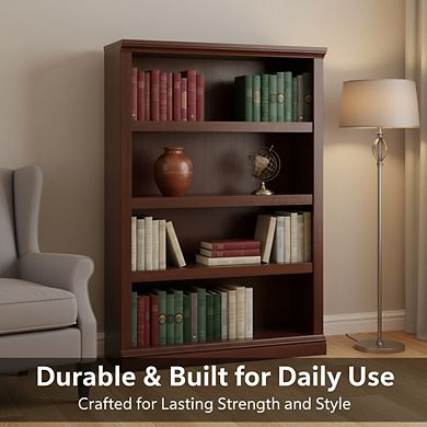 ZUQIETA 3-Shelf Storage Bookcase - Versatile Organizer in Select Cherry Finish