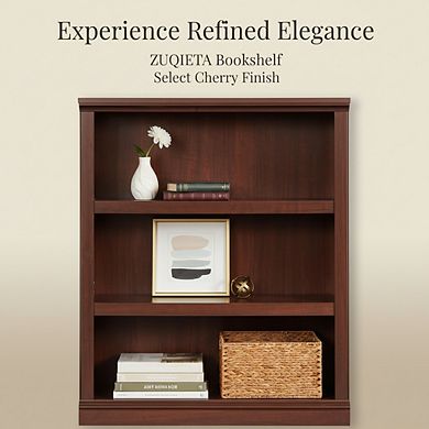 ZUQIETA 3-Shelf Storage Bookcase - Versatile Organizer in Select Cherry Finish