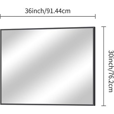 KSIZUIS Dual-Orientation Wall Mirror - 30”x36” Black Frame, Mounts Horizontal or Vertical for Any Ro