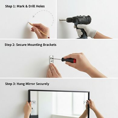 KSIZUIS Dual-Orientation Wall Mirror - 30”x36” Black Frame, Mounts Horizontal or Vertical for Any Ro