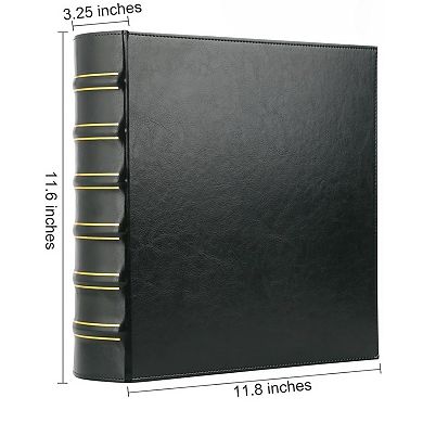 Vintage Leather Three Ring Binder 2 Inch for Photo Album and Office Use