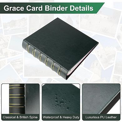 Vintage Leather Three Ring Binder 2 Inch for Photo Album and Office Use