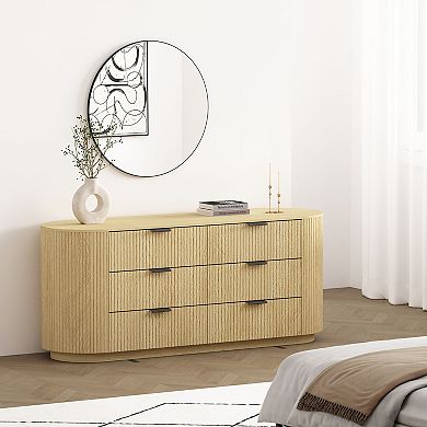 MANHATTAN COMFORT Olivia 71-Inch Ribbed 6-Drawer Double Dresser