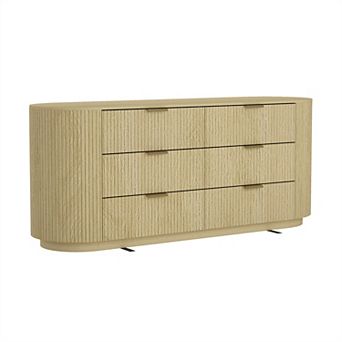 MANHATTAN COMFORT Olivia 71-Inch Ribbed 6-Drawer Double Dresser