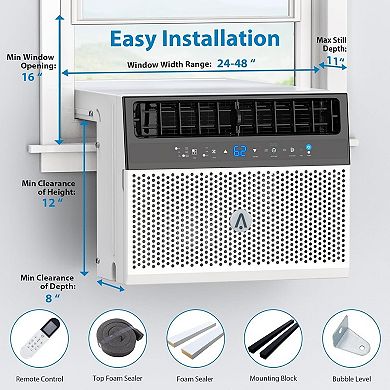 6000 BTU U-Shaped Window Air Conditioner, Cools 250 Sq ft, 115V
