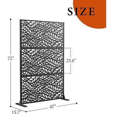 Outdoor Metal Privacy Screen, Freestanding Decorative Divider with Stand, Screens and Panels