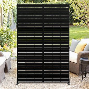 Outdoor Metal Privacy Screen, Freestanding Decorative Divider with Stand, Screens and Panels