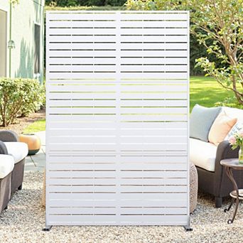 Outdoor Metal Privacy Screen, Freestanding Decorative Divider with Stand, Screens and Panels