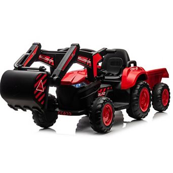Electric Vehicles with Remote Control, Digger, LED Lights, Music, Ride On Car Toy for Kids