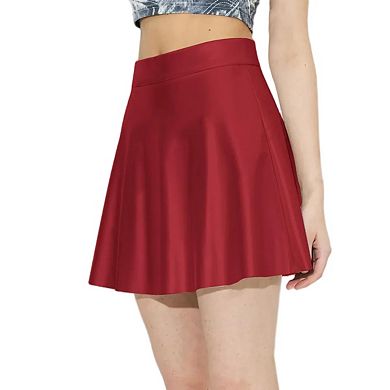 Women's Slimming High-Waisted Skirt PU Leather Hip-Length Pleated Skirt Leather Solid Ruffle Skirts