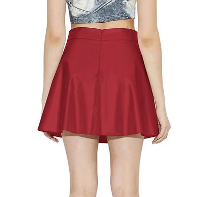 Women's Slimming High-Waisted Skirt PU Leather Hip-Length Pleated Skirt Leather Solid Ruffle Skirts