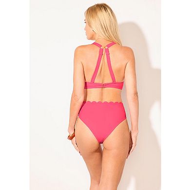 Swimsuits for All Women's Scallop Trim Underwire Bikini Top