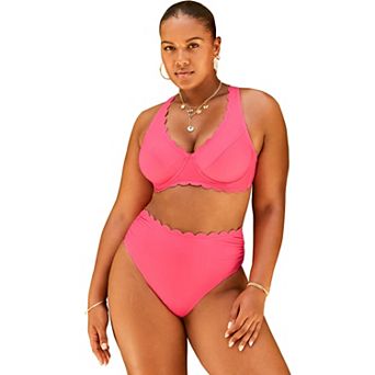 Swimsuits for All Women's Scallop Trim Underwire Bikini Top