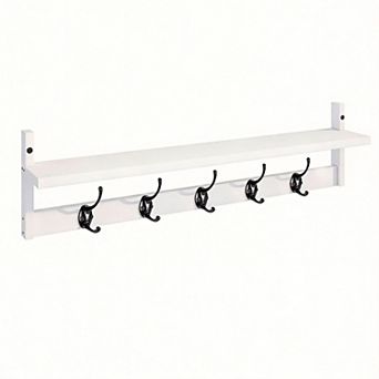 Wall-Mounted Coat Rack with Shelf Hooks 28.9"