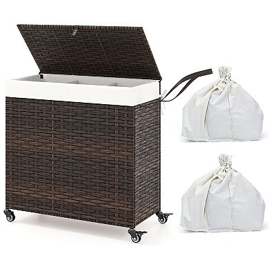 Laundry Hamper with Wheels and Lid Rolling Storage Basket