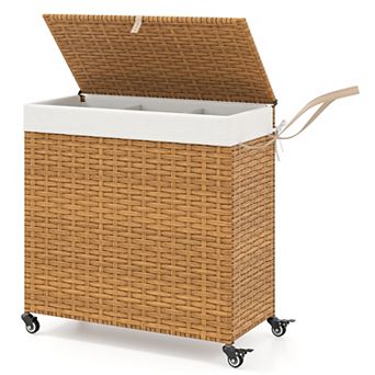 Laundry Hamper with Wheels and Lid Rolling Storage Basket