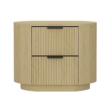 MANHATTAN COMFORT Olivia 27-Inch Ribbed 2-Drawer Nightstand