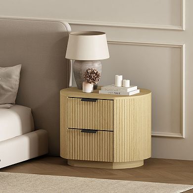 MANHATTAN COMFORT Olivia 27-Inch Ribbed 2-Drawer Nightstand