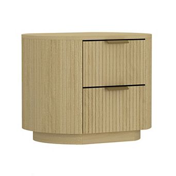 MANHATTAN COMFORT Olivia 27-Inch Ribbed 2-Drawer Nightstand