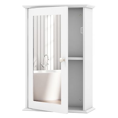 Bathroom Wall Cabinet with Single Mirror Door Storage Organizer