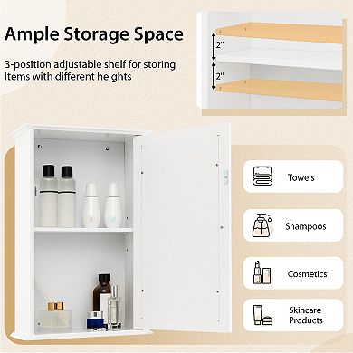 Bathroom Wall Cabinet with Single Mirror Door Storage Organizer