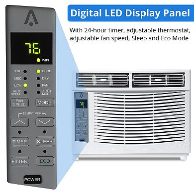 6000 BTU U-Shaped Window Air Conditioner, Cools 250 Sq ft