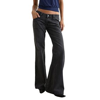 Wide Leg Jeans for Women Y2K Low Waisted Bootcut Jeans Stretchy Baggy Loose Fit Denim Pants