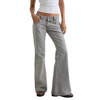 Wide Leg Jeans for Women Y2K Low Waisted Bootcut Jeans Stretchy Baggy Loose Fit Denim Pants