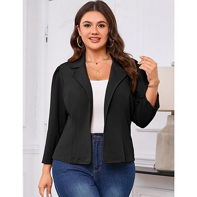 Women Plus Size Casual Blazer Open Front Long Sleeve Work Office Cardigan Jackets