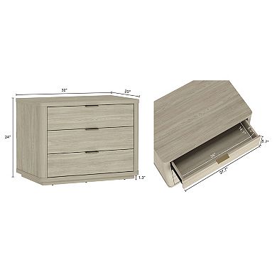 MANHATTAN COMFORT Evelyn 32-inch Modern 3-Drawer Nightstand