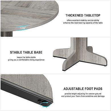 47" Wooden Round Dining Table for 4-6 people,Adjustable Foot Pads Table,Easy Assembly,Living Room