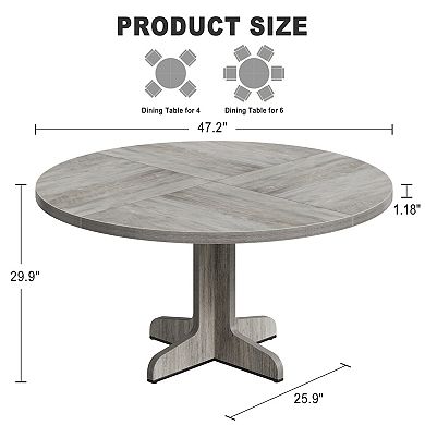 47" Wooden Round Dining Table for 4-6 people,Adjustable Foot Pads Table,Easy Assembly,Living Room