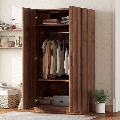 2-Door Storage Wardrobe Cabinet Armoire with 3 Storage Shelves