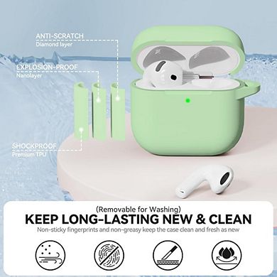 AirPods 4 Case, Soft Silicone, Keychain & Cleaning Kit Green