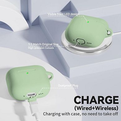 AirPods 4 Case, Soft Silicone, Keychain & Cleaning Kit Green