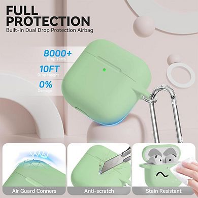 AirPods 4 Case, Soft Silicone, Keychain & Cleaning Kit Green