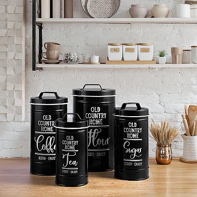 Airtight Kitchen Canister Set for Coffee Tea Sugar Storage 4pc