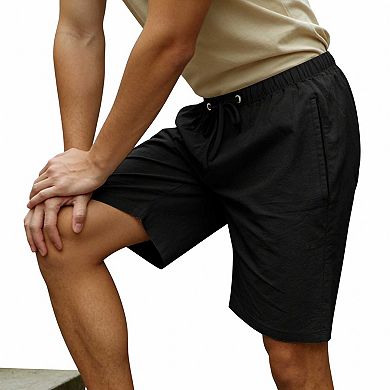 Men's Linen Blend Casual Shorts, Drawstring Waist Beach Shorts with Pockets