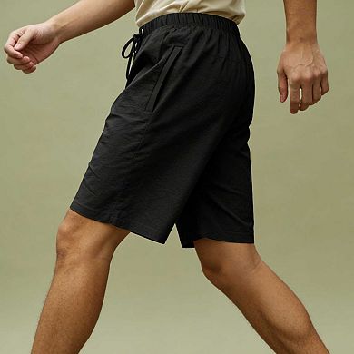 Men's Linen Blend Casual Shorts, Drawstring Waist Beach Shorts with Pockets