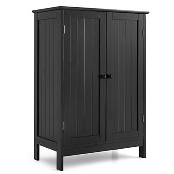Bathroom Floor Storage Cabinet with Double Doors Cupboard Organizer