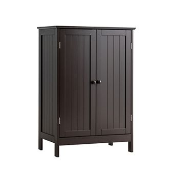 Bathroom Floor Storage Cabinet with Double Doors Cupboard Organizer