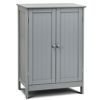 Bathroom Floor Storage Cabinet with Double Doors Cupboard Organizer