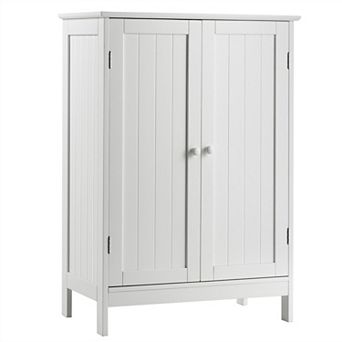 Bathroom Floor Storage Cabinet with Double Doors Cupboard Organizer