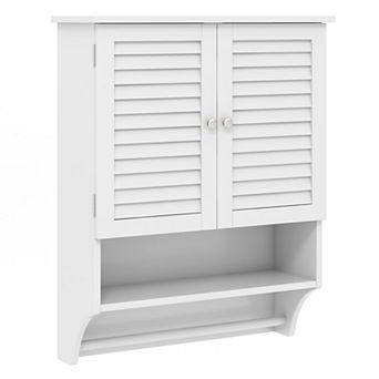 2-Door Wall Mounted Bathroom Medicine Cabinet with Towel Bar