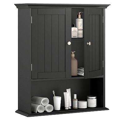 Wall Mount Bathroom Storage Cabinet with Doors and Shelves Organizer