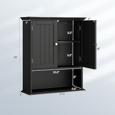 Wall Mount Bathroom Storage Cabinet with Doors and Shelves Organizer