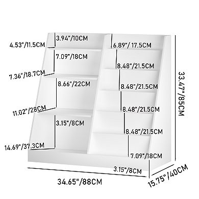 Kids' Book and Toy Storage Organizer, 4-Tier Multifunctional Wooden Display Shelf, White