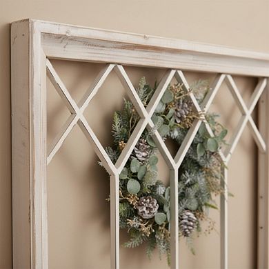 KSIZUIS Farmhouse Whitewashed Window Frame - 40"x20" Rustic Washable Wall Decor for Living Room