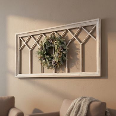 KSIZUIS Farmhouse Whitewashed Window Frame - 40"x20" Rustic Washable Wall Decor for Living Room