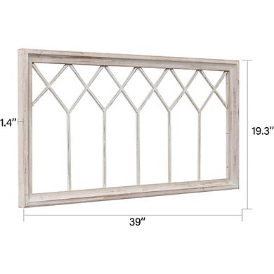 KSIZUIS Farmhouse Whitewashed Window Frame - 40"x20" Rustic Washable Wall Decor for Living Room